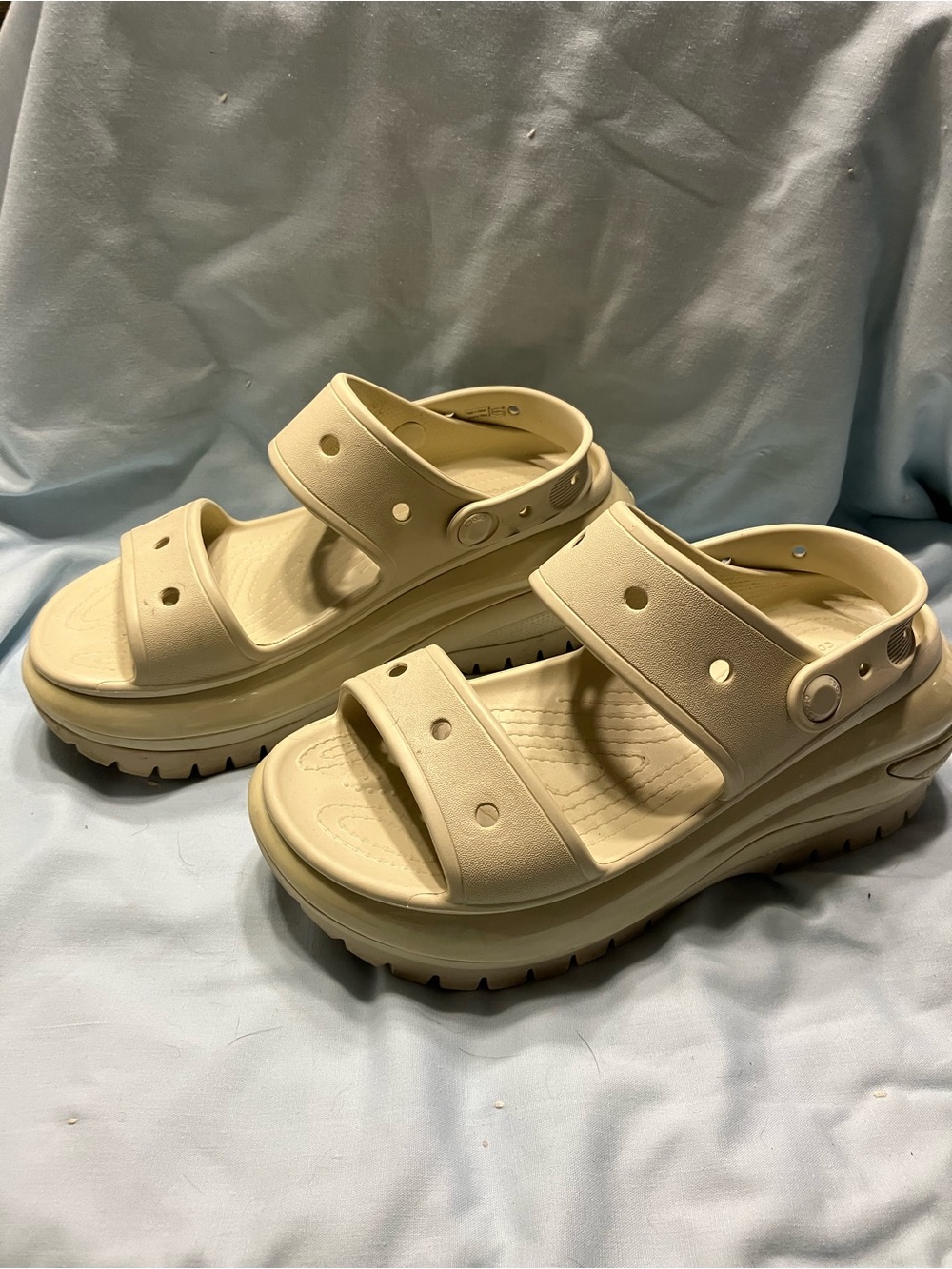 CROCS Platform Slide Sandals in Beige - Picture 3 of 9